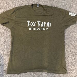 Olive Green Men's T-Shirt: Fox Farm Brewery
Size: XL